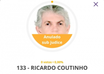 Aplicativo do TSE mostra candidatura de Ricardo Coutinho como “anulada sob judice”
